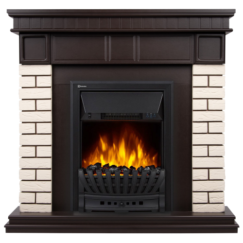 Портал Firelight Bricks Classic камень бежевый, шпон темный дуб