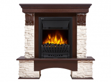 Портал Firelight Pietra Classic камень белый, шпон темный дуб