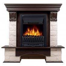 Портал Firelight Forte Classic камень белый, шпон темный дуб