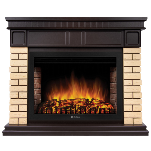 Портал Firelight Bricks 30U (угловой) камень бежевый, шпон темный дуб