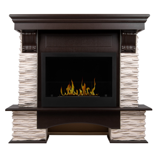 Портал Firelight Pietra Nuovo 25 камень сланец белый, шпон темный дуб