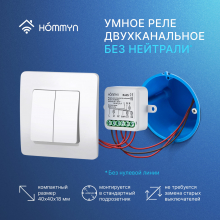 Комплект три умных реле (2 канала без нейтрали) и хаб HOMMYN RNN02HOMKIT09