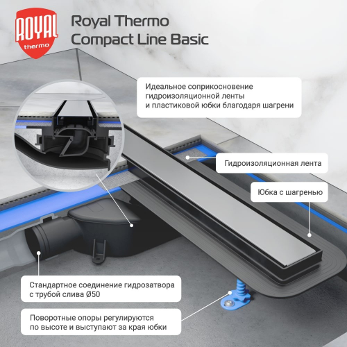 Лоток душевой Royal Thermo с сухим затвором Compact Line Basic 600