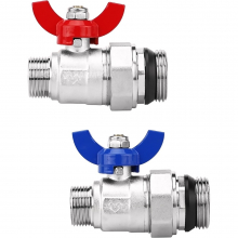 Кран шаровой VARMEGA, НР 1quot;x3/4quot;, с разъемным соединением, для коллектор. групп, комплект_2 шт